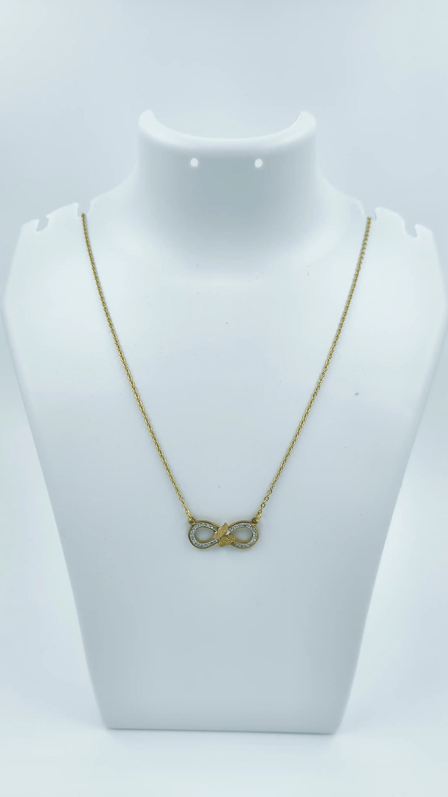 Infinity Butterfly Pendant Necklace – Gold Plated with CZ Stones