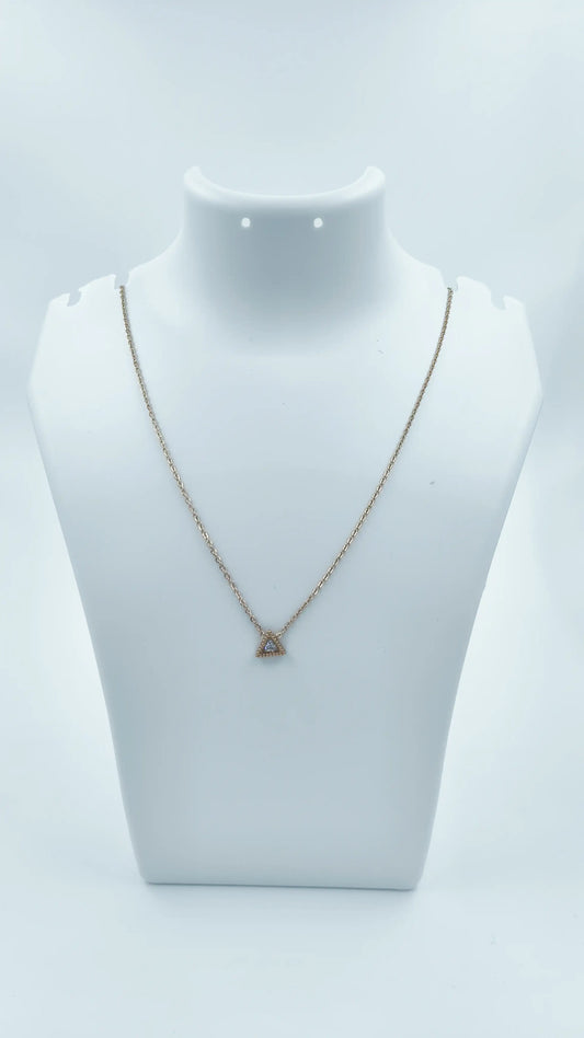 Dainty Triangle CZ Pendant Necklace – Gold Plated
