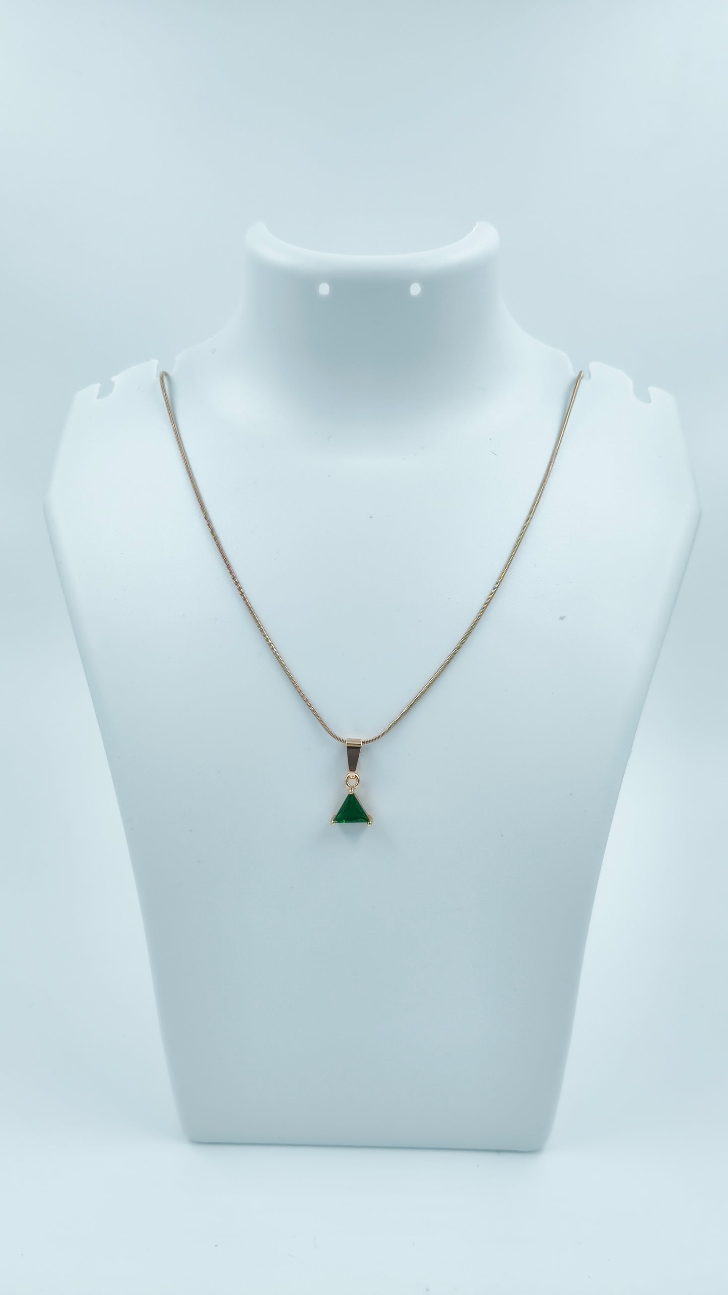 Elegant Green Triangle Diamond Pendant Chain