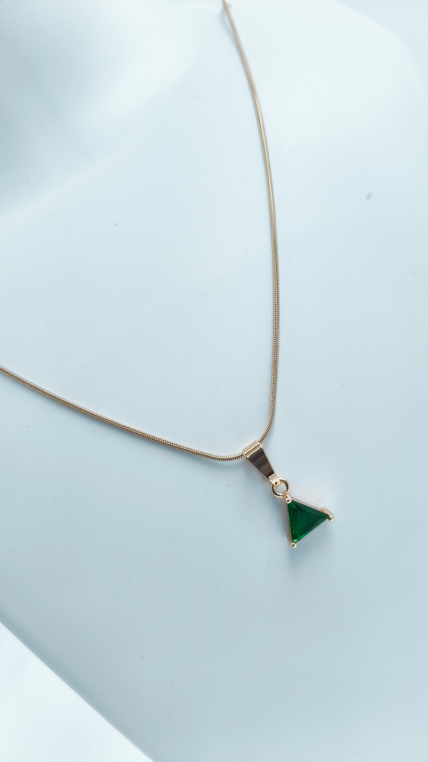 Elegant Green Triangle Diamond Pendant Chain