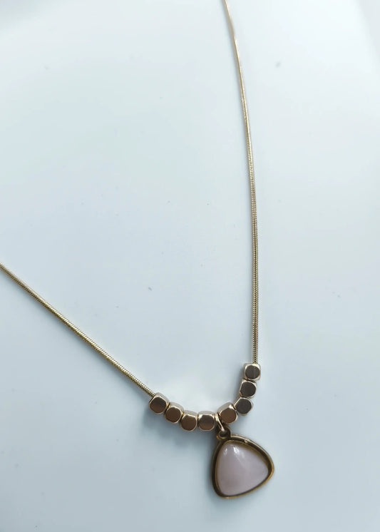 Premium Triangle Stone Pendant Necklace – Gold-Plated Snake Chain