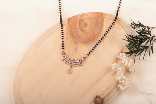 Black Bead Diamond Pendant Mangalsutra