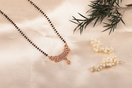 Black Bead Diamond Pendant Mangalsutra