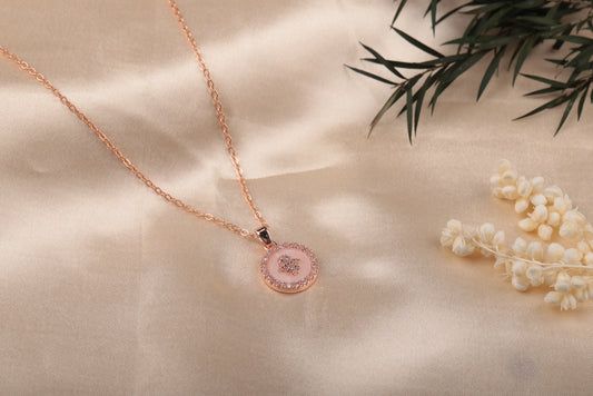 Nirvahna Diamond Round Pendant Necklace in Rose Gold