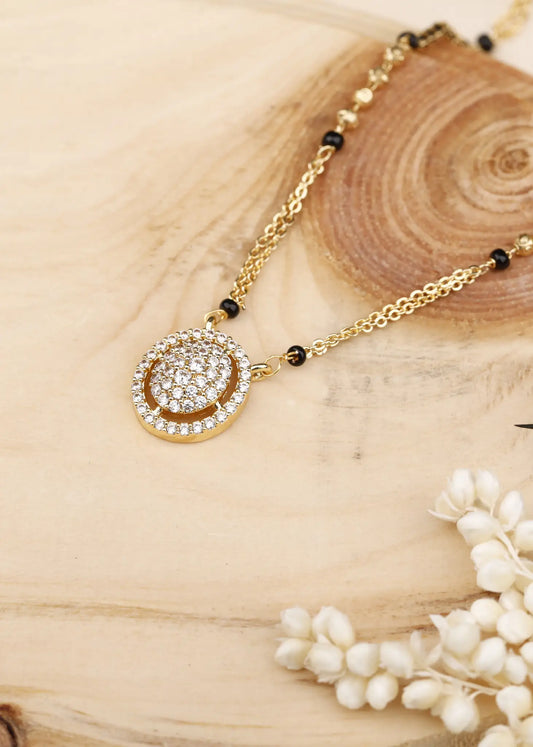 Modern Gold Plated Mangalsutra with Sparkling Teardrop Pendant