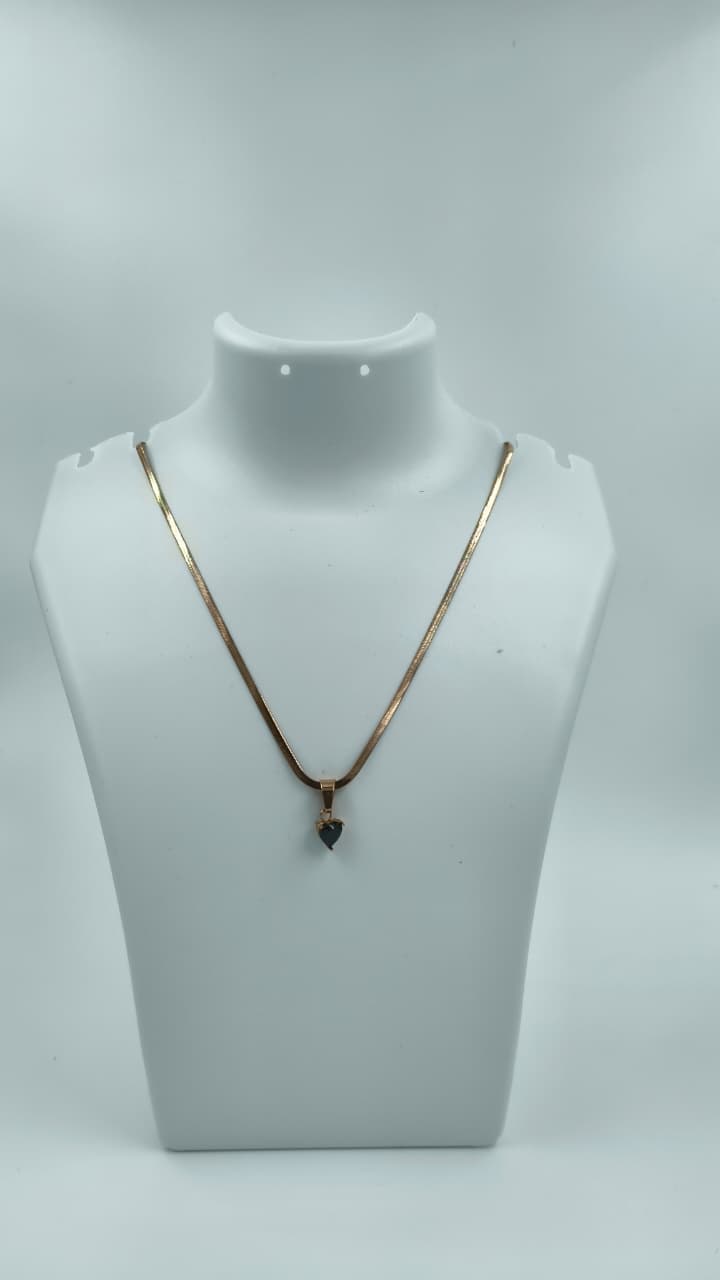 Elegant Black Triangle Charm Gold-Plated Necklace for Women