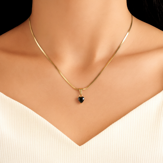 Elegant Black Triangle Charm Gold-Plated Necklace for Women
