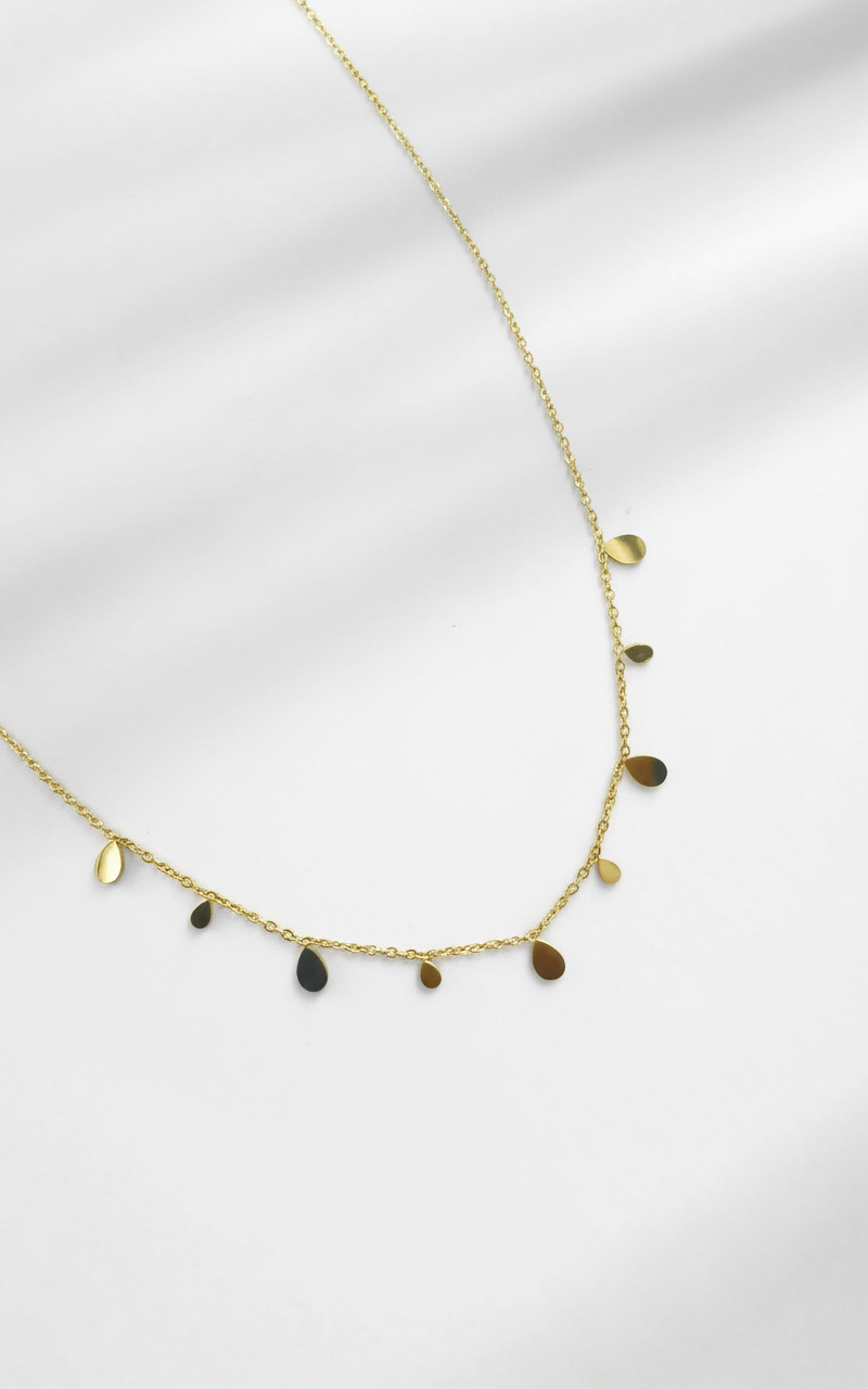 Gold-Plated Droplet Charm Necklace – Minimalist Jewelry