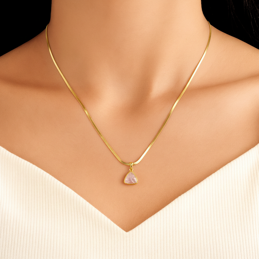Anaya Triangle Pendant Necklace – Gold-Plated Snake Chain