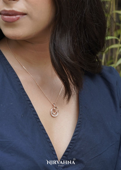 Crescent Love Pendant Necklace – Rose Gold Plated