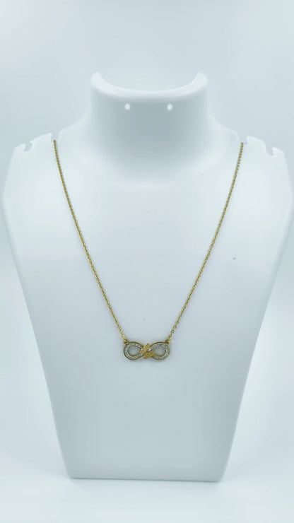 Infinity Butterfly Pendant Necklace – Gold Plated with CZ Stones