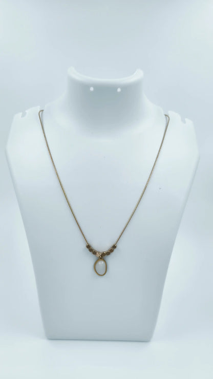 Gold-Plated White Stone Pendant Necklace – Minimalist Design