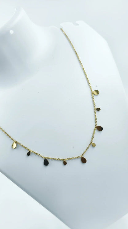 Gold-Plated Droplet Charm Necklace – Minimalist Jewelry