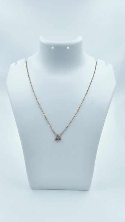 Dainty Triangle CZ Pendant Necklace – Gold Plated