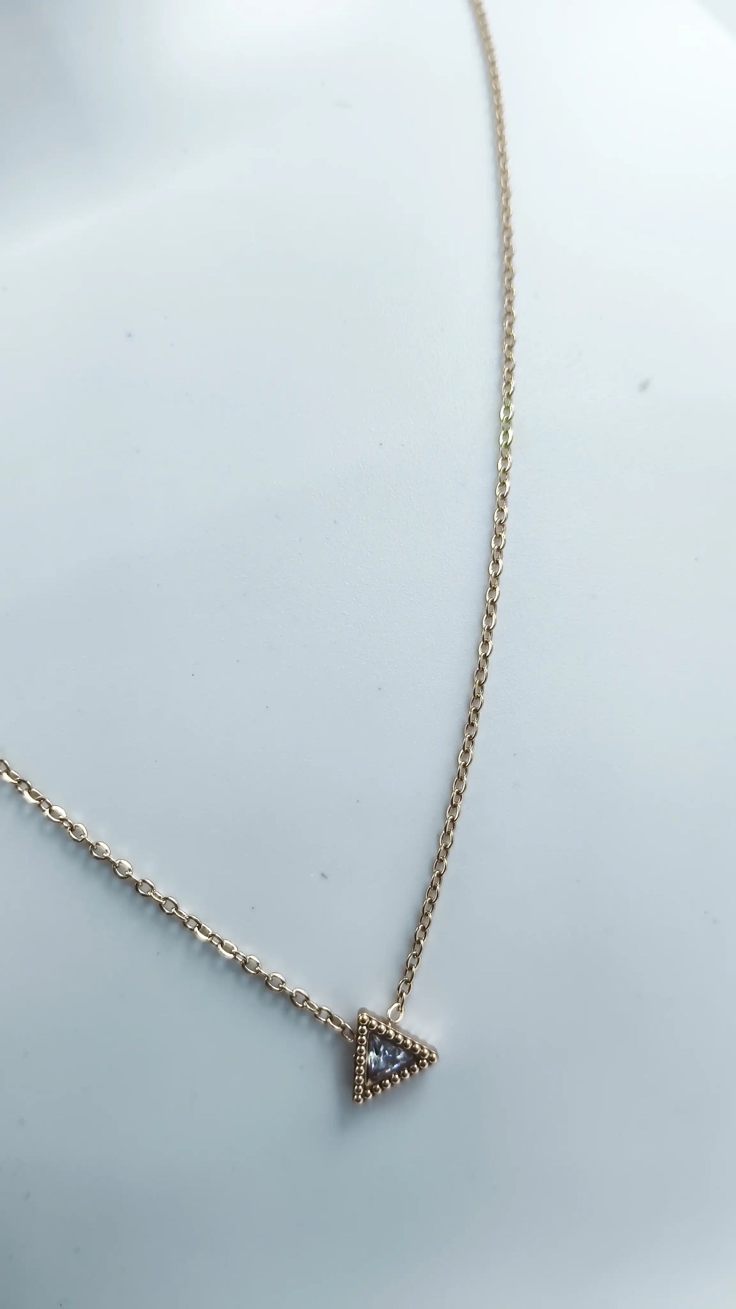 Dainty Triangle CZ Pendant Necklace – Gold Plated