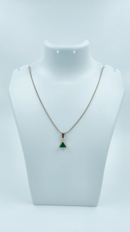 Elegant Green Triangle Diamond Pendant Chain