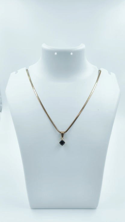 Bindu Noir Black Stone Pendant Necklace – Gold-Plated Snake Chain