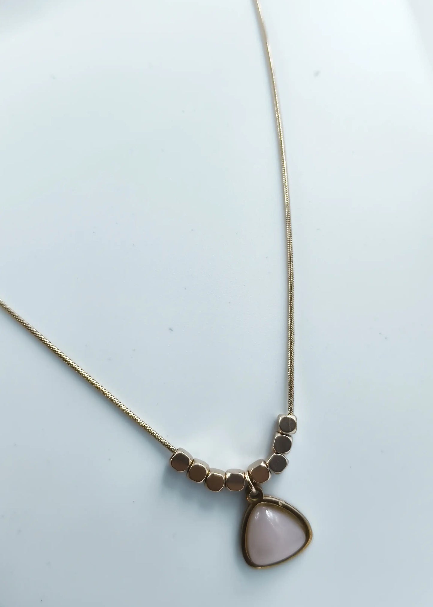 Premium Triangle Stone Pendant Necklace – Gold-Plated Snake Chain