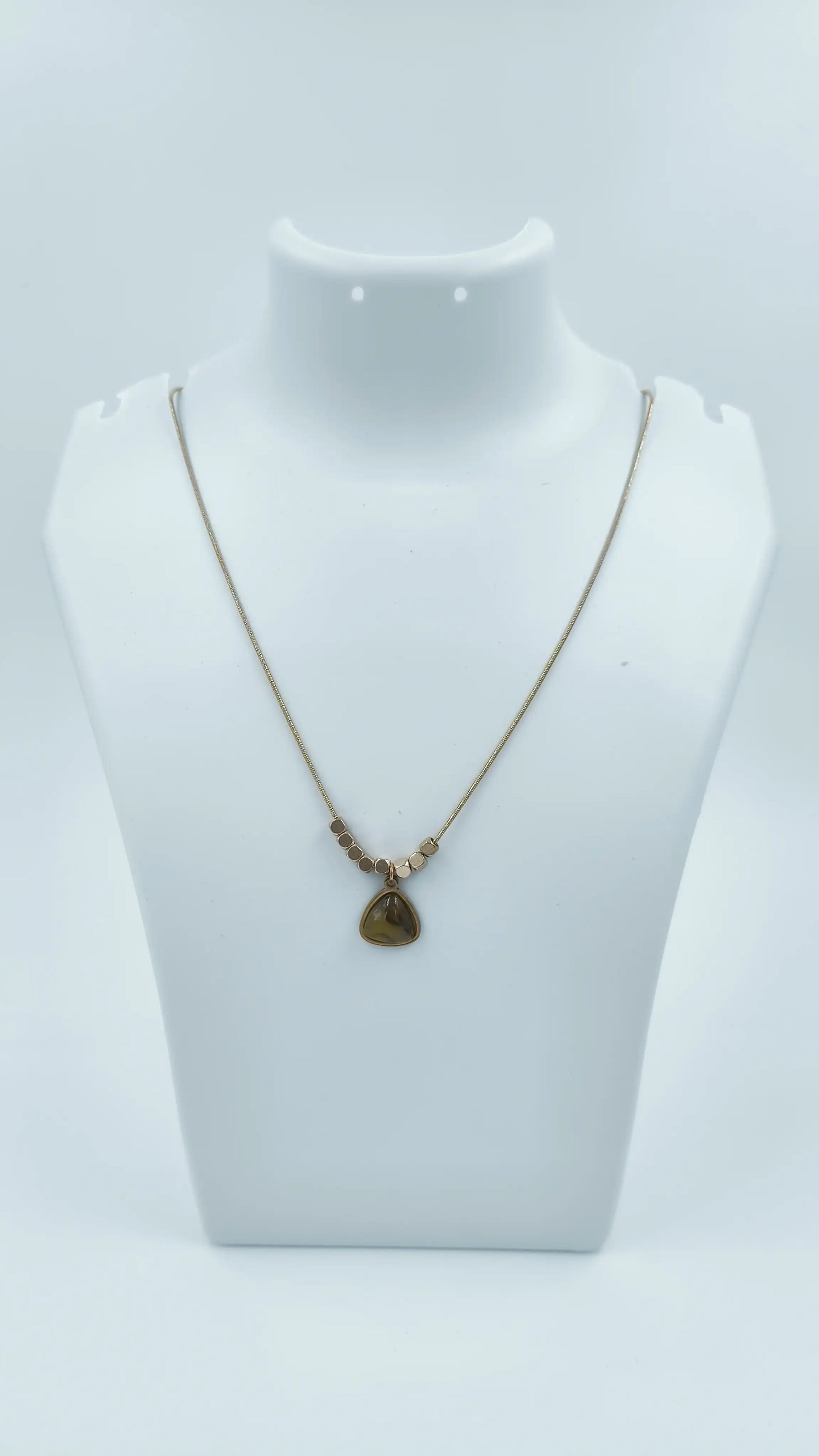 Honey stone Trigon Charm Necklace – Gold-Tone