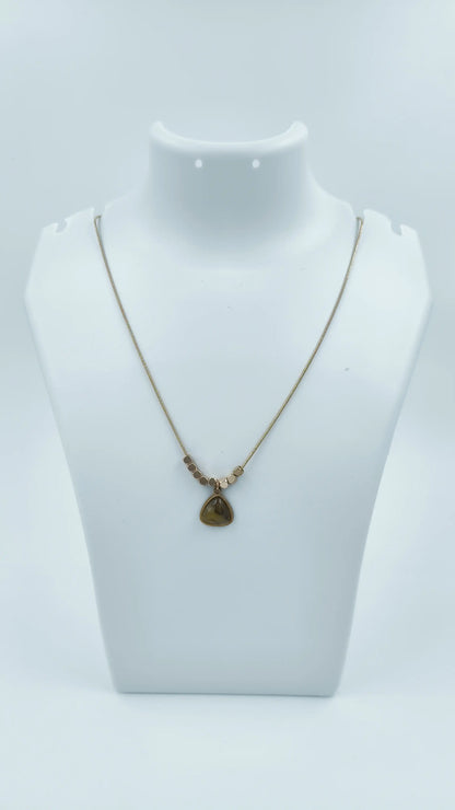 Honey stone Trigon Charm Necklace – Gold-Tone