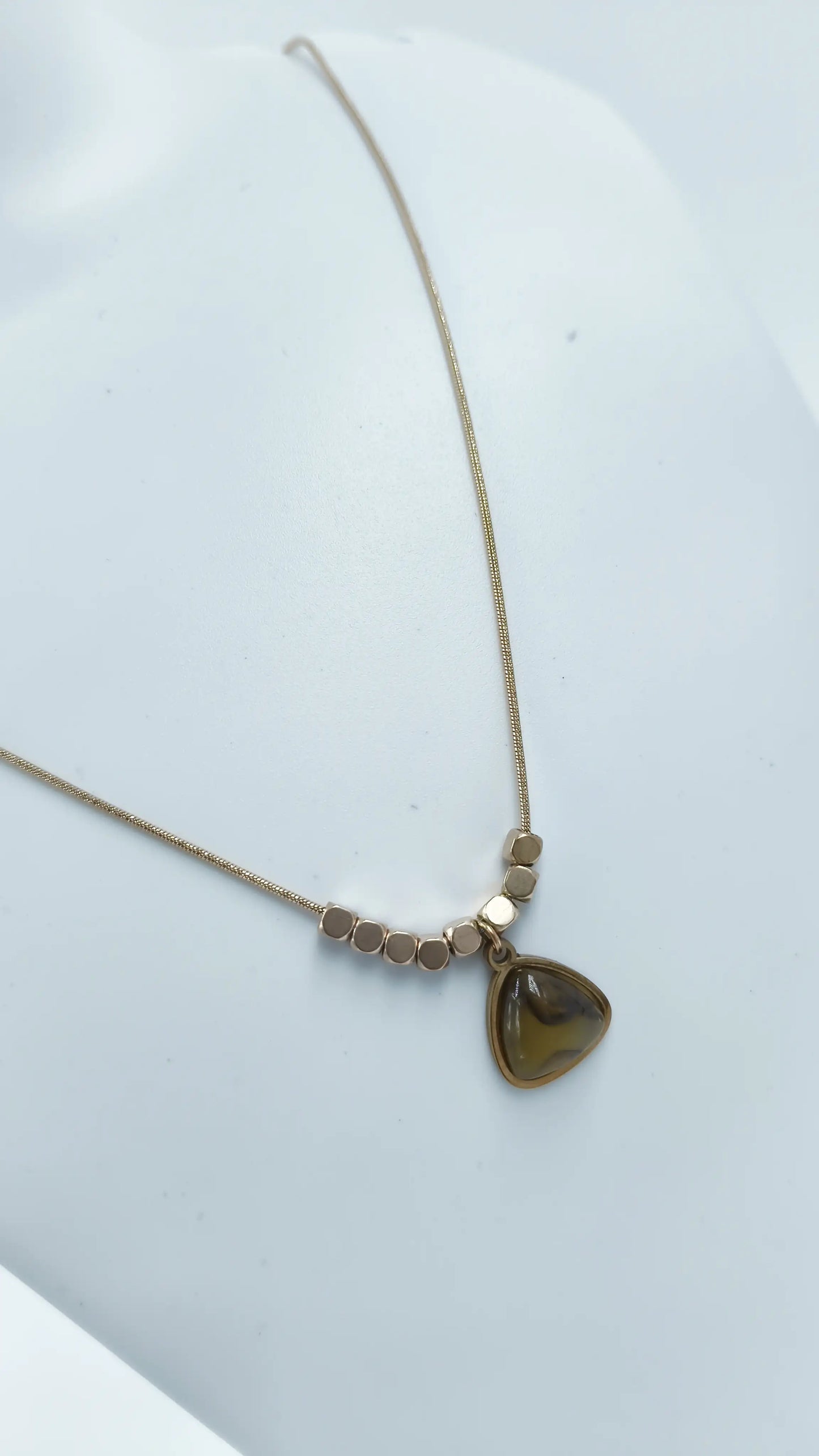 Honey stone Trigon Charm Necklace – Gold-Tone