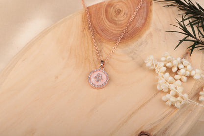 Nirvahna Diamond Round Pendant Necklace in Rose Gold