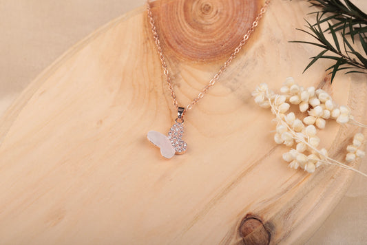 Nirvahna Diamond Butterfly Pendant Necklace in Rose Gold