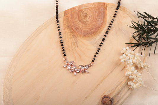 Diamond Pendant Black Beads Chain Mangalsutra