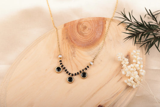 Nirvahna Daily Wear Round Black Perl Mangalsutra
