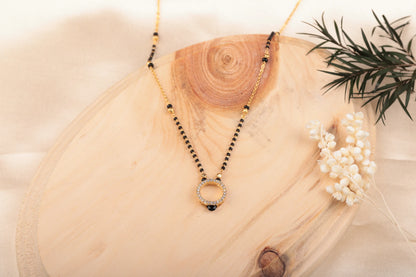 Nirvahna Daily Wear Round Diamond Pendant Mangalsutra