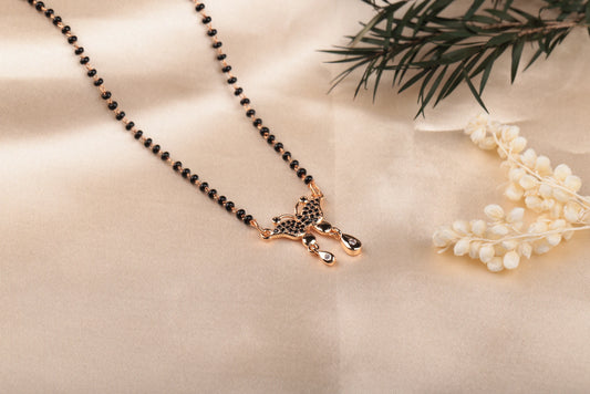 Butterfly Charm Black Bead Necklace Mangalsutra