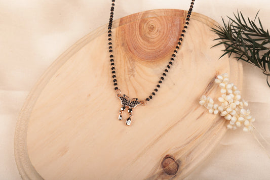 Butterfly Charm Black Bead Necklace Mangalsutra