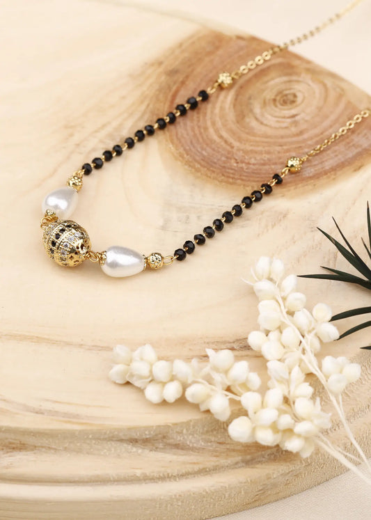 Pearl & Black Beads Mangalsutra