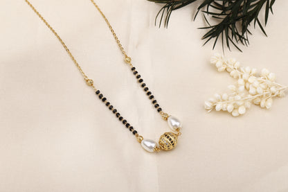 Pearl & Black Beads Mangalsutra