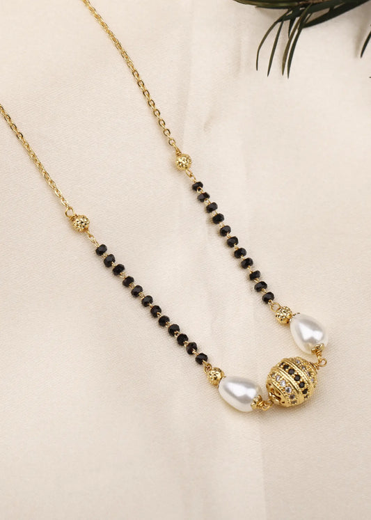 Pearl & Black Beads Mangalsutra