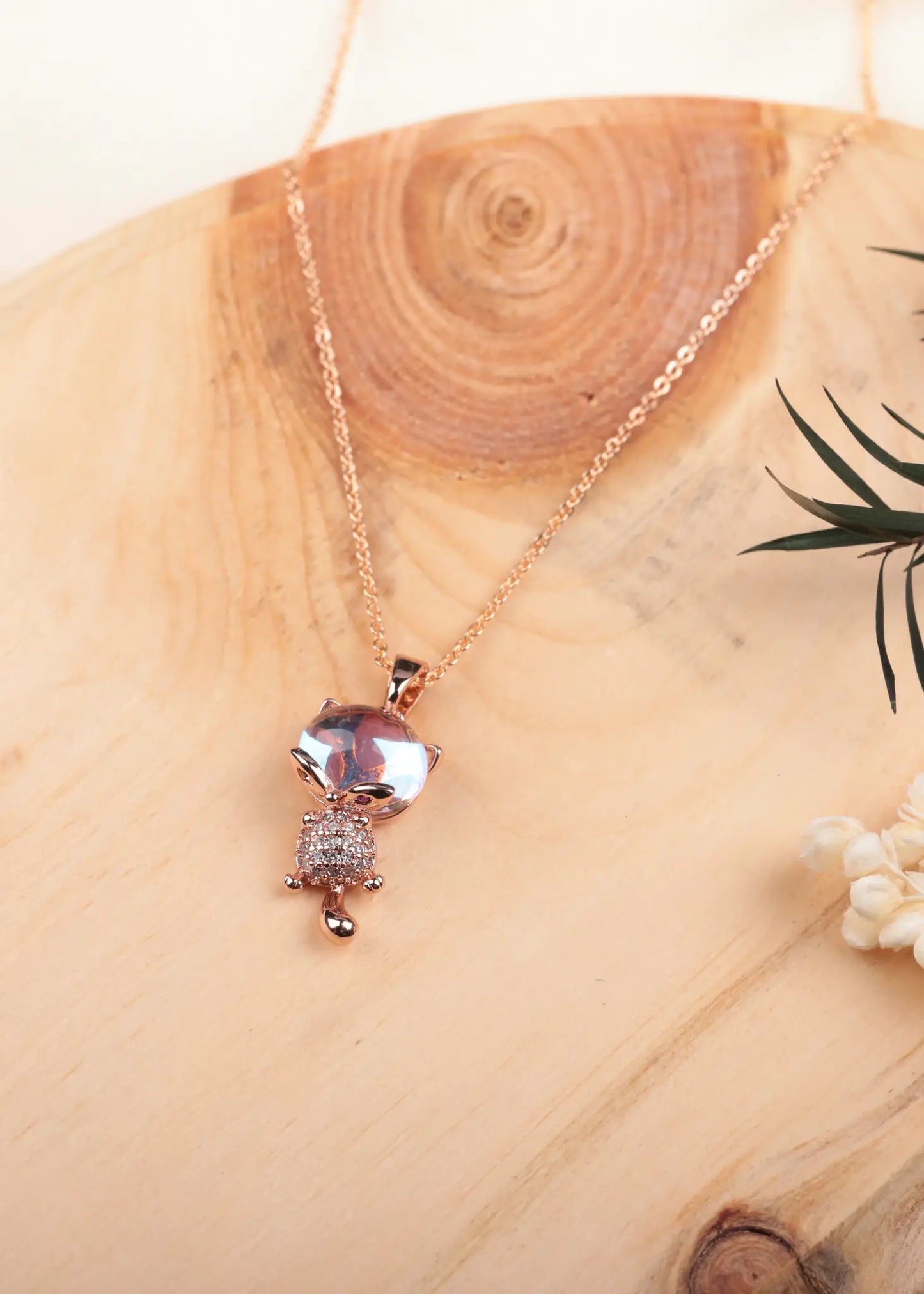 Rose Gold Drop Pendant with Mother of Pearl Center