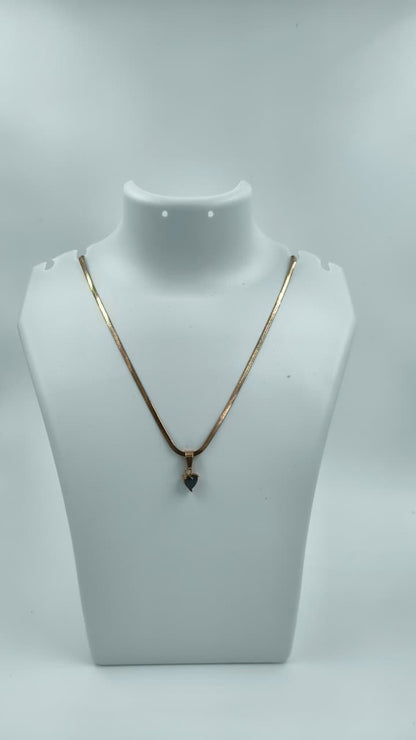 Elegant Black Triangle Charm Gold-Plated Necklace for Women