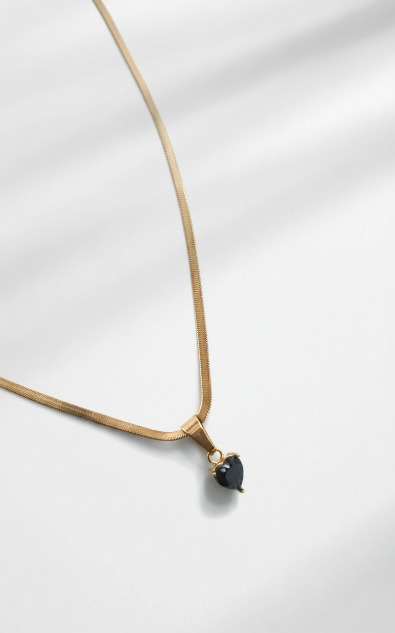 Elegant Black Triangle Charm Gold-Plated Necklace for Women