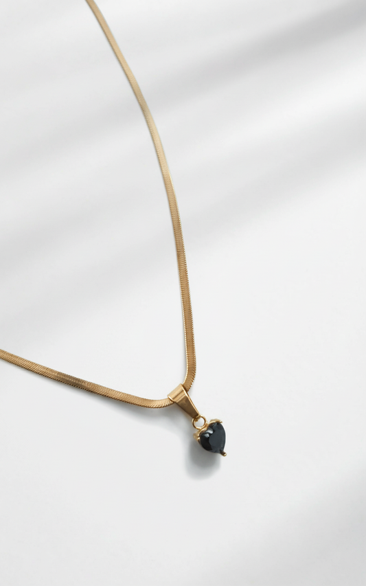 Elegant Black Triangle Charm Gold-Plated Necklace for Women