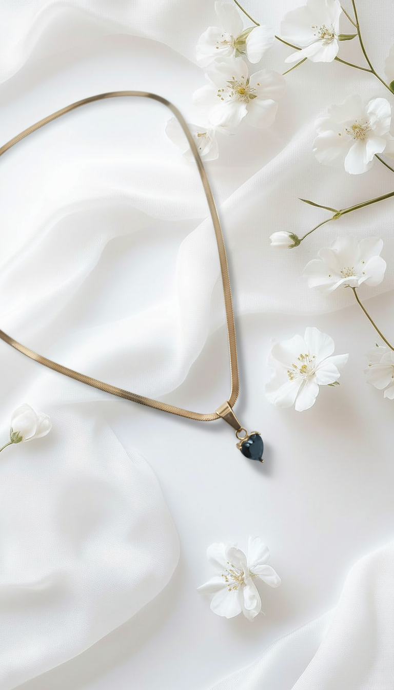 Elegant Black Triangle Charm Gold-Plated Necklace for Women