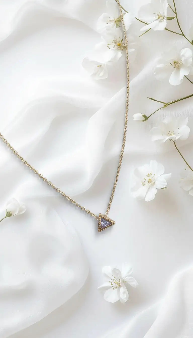 Dainty Triangle CZ Pendant Necklace – Gold Plated