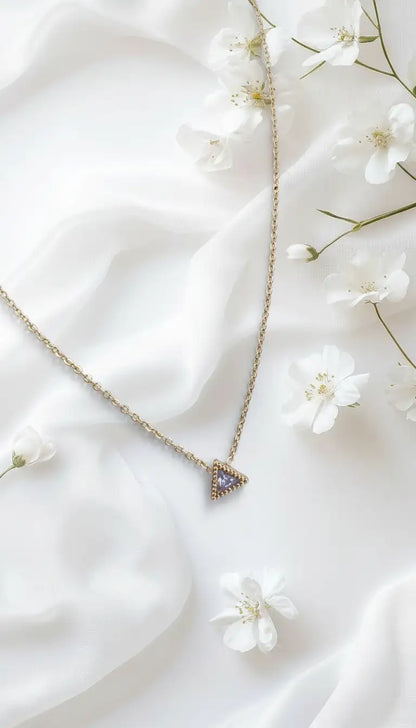 Dainty Triangle CZ Pendant Necklace – Gold Plated