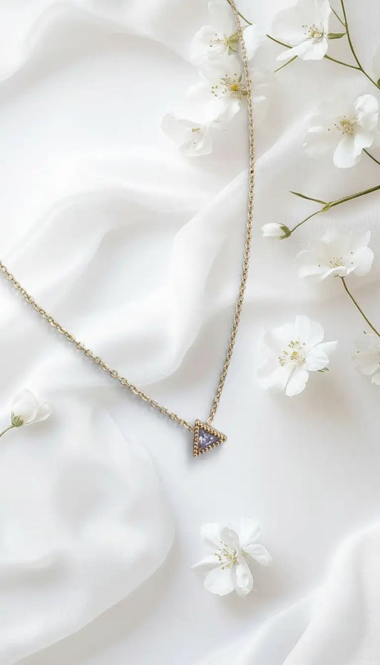 Dainty Triangle CZ Pendant Necklace – Gold Plated