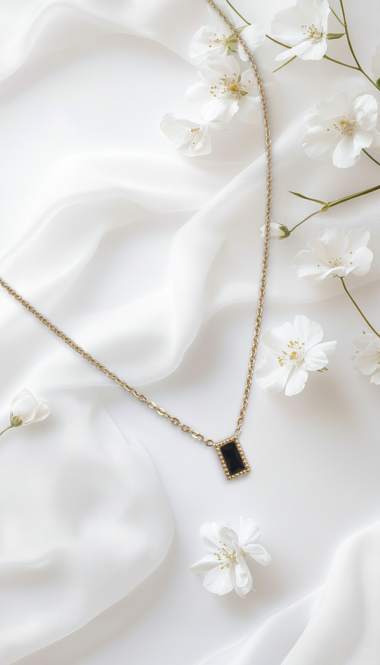 Ziya Black Baguette Pendant Necklace