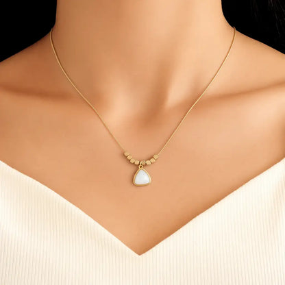 Ivory Prism Triangle Pendant Necklace – Gold-Plated Snake Chain